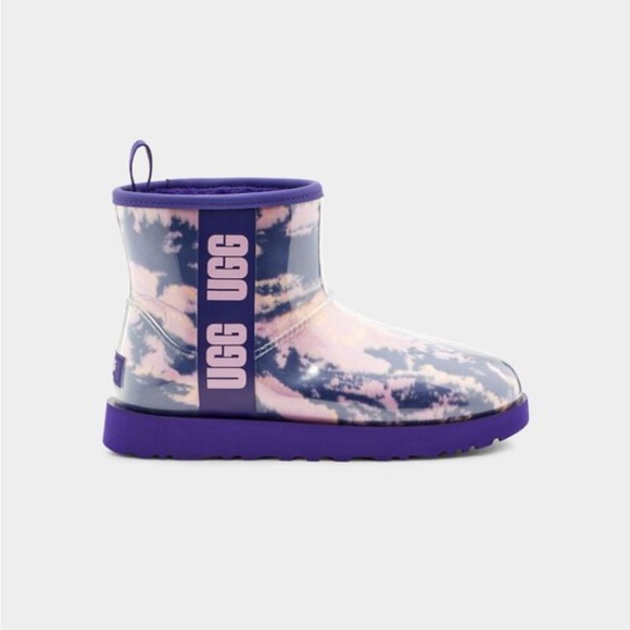 UGG CLASSIC CLEAR MINI WATERPROOF WEATHERPROOF PINK & PURPLE MARBLE BOOTS - Picture 16 of 16